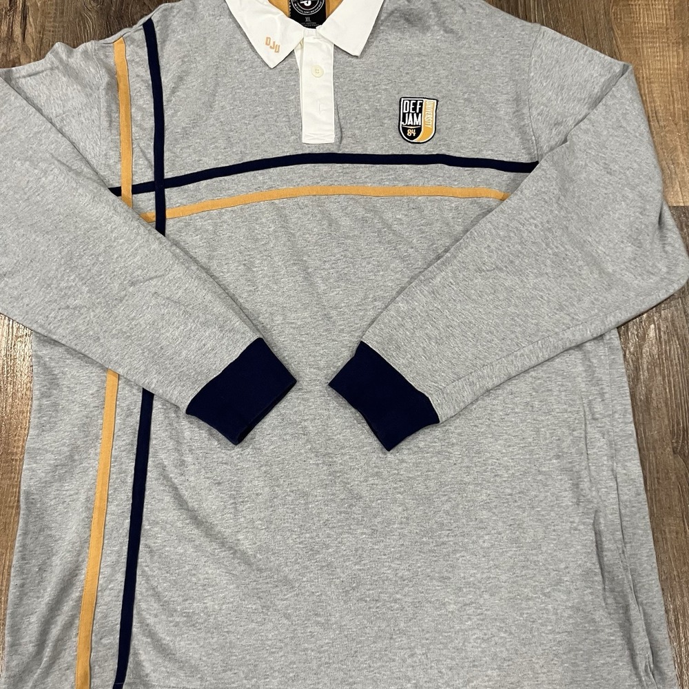 Vintage Def Jam University Colorblock Striped Rugby Shirt Y2K XL View 4